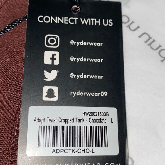 New Ryderwear Adapt Twist Cropped Tank Athleisure‎ Chocolate Brown Large - Picture 13 of 14